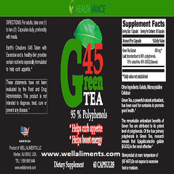 Green Tea Caps. With 75% Catechins, 45% EGCG &  95% Polyphenols